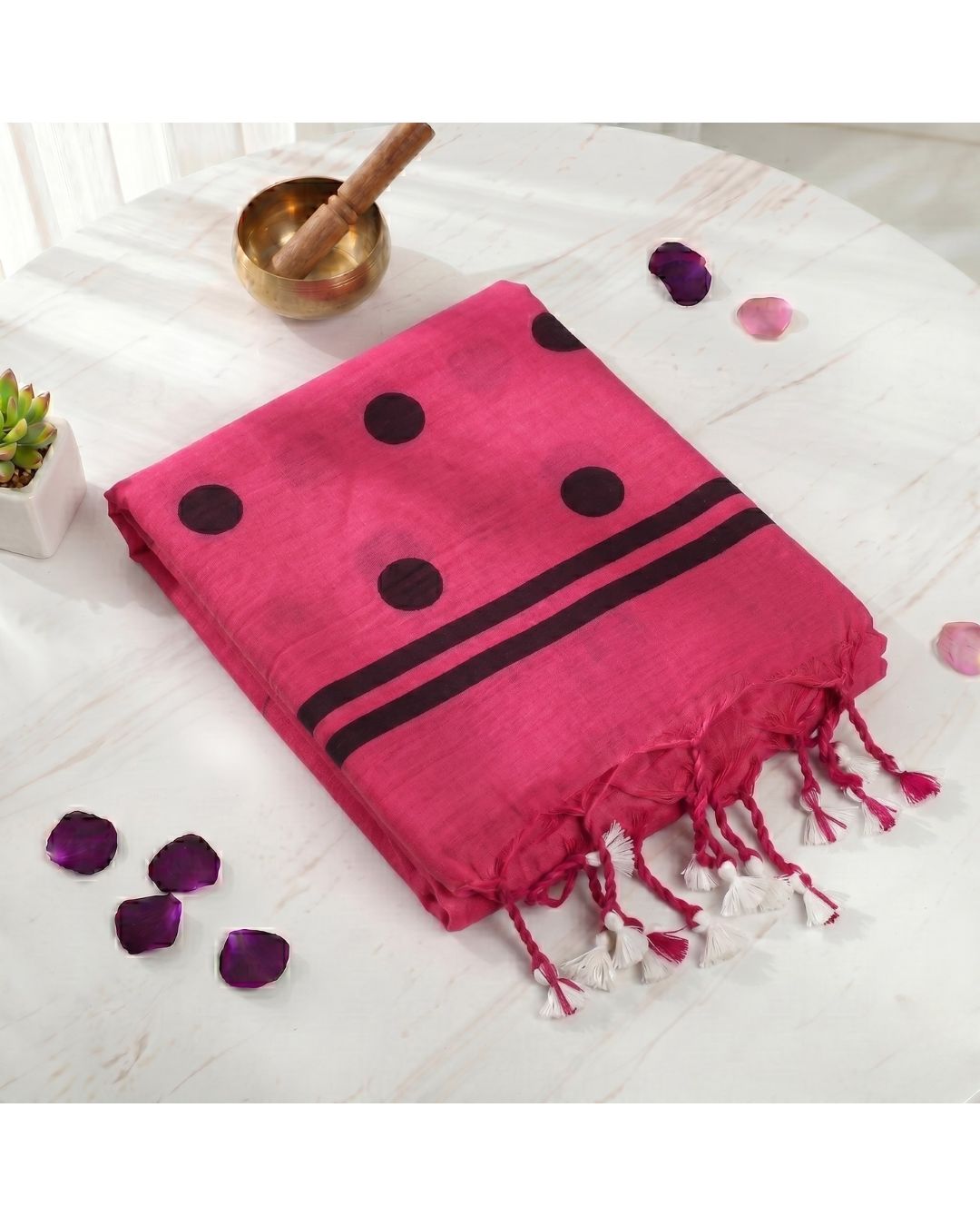 Khadi Ball Print - Dark Pink