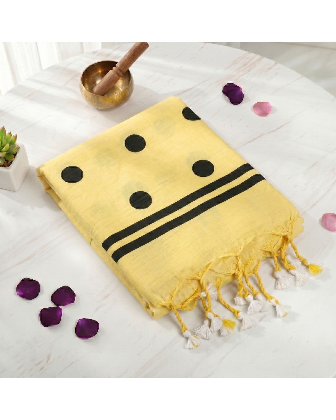 Khadi Ball Print - Light Yellow