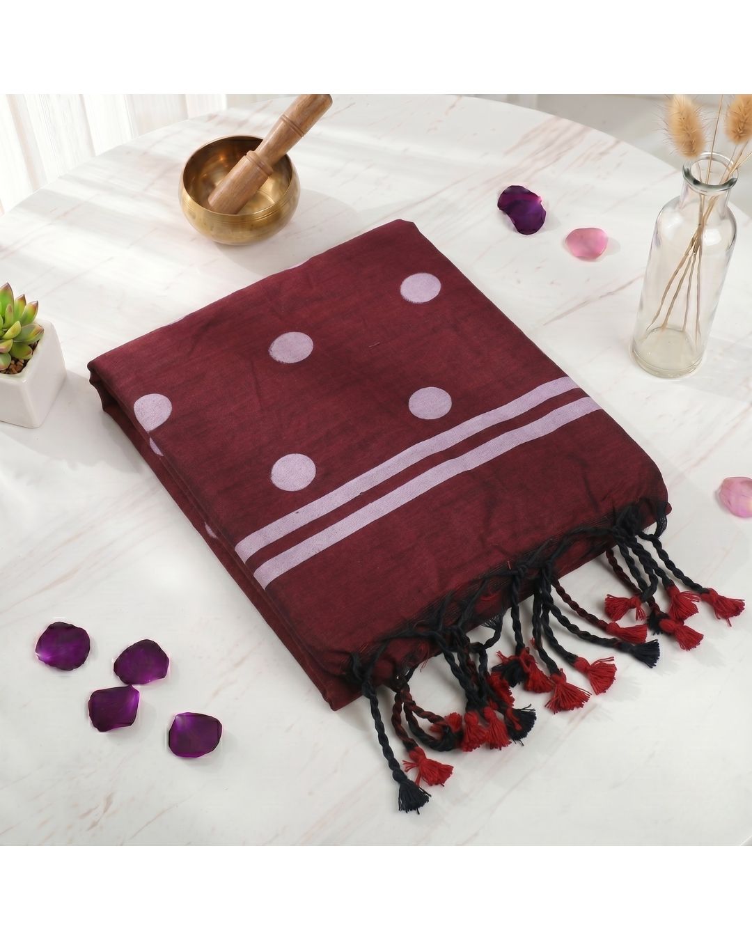 Khadi Ball Print - Maroon