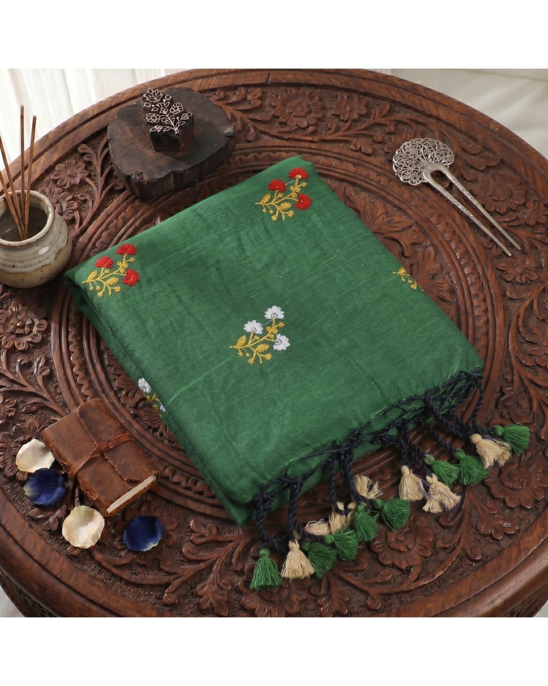 Khadi Boquete Embroidery - Bottle Green