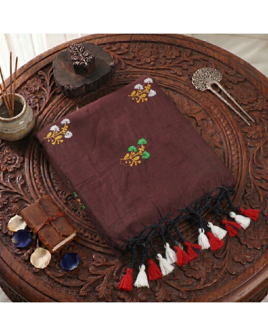 Khadi Boquete Embroidery - Dark Brown