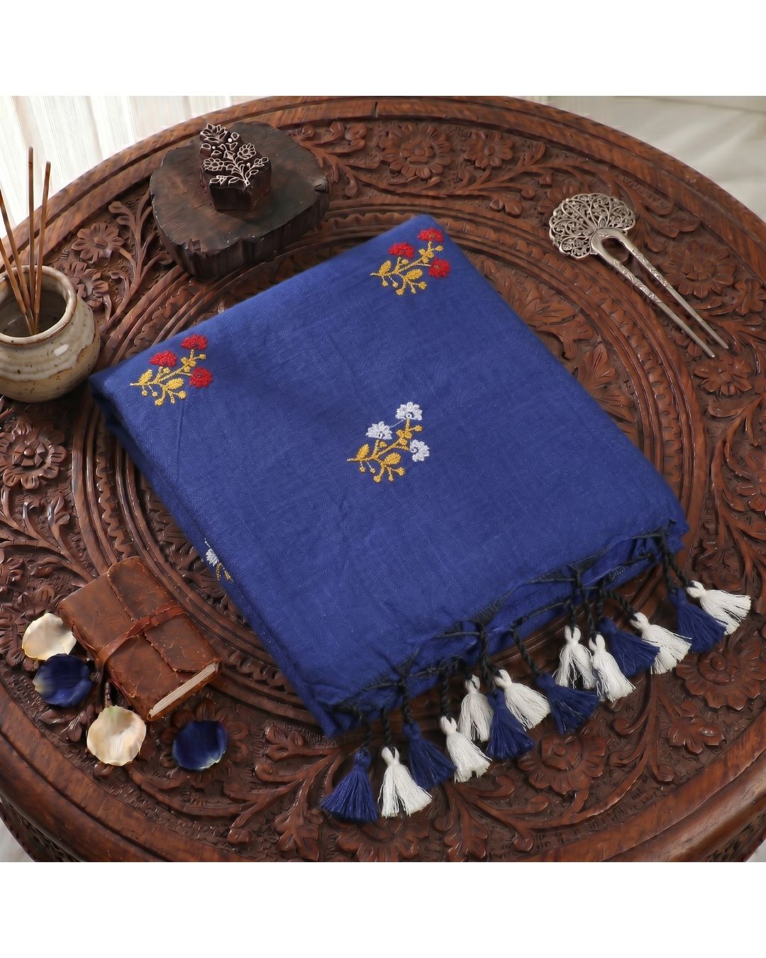 Khadi Boquete Embroidery - Ink Blue