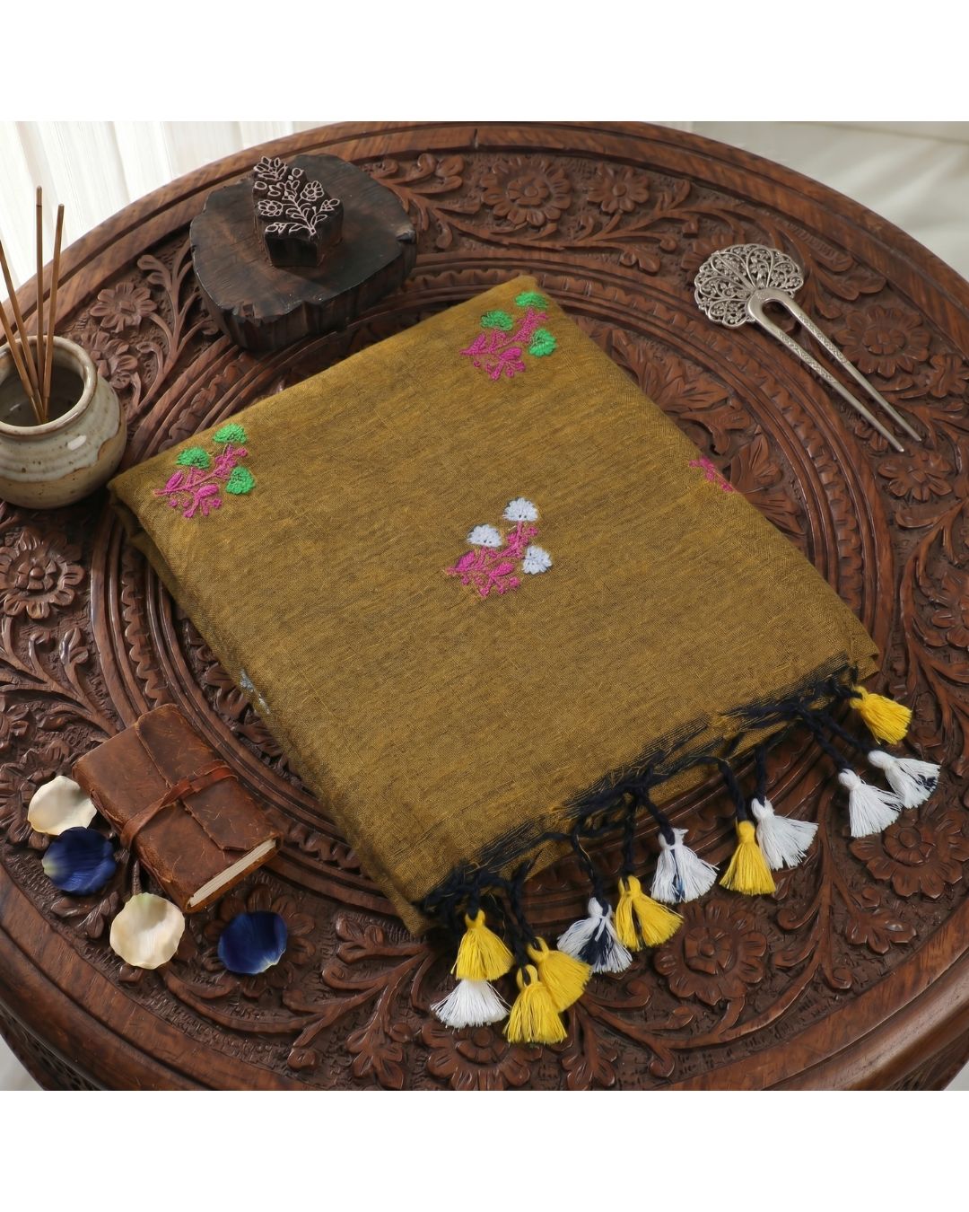 Khadi Boquete Embroidery - Mustard Yellow
