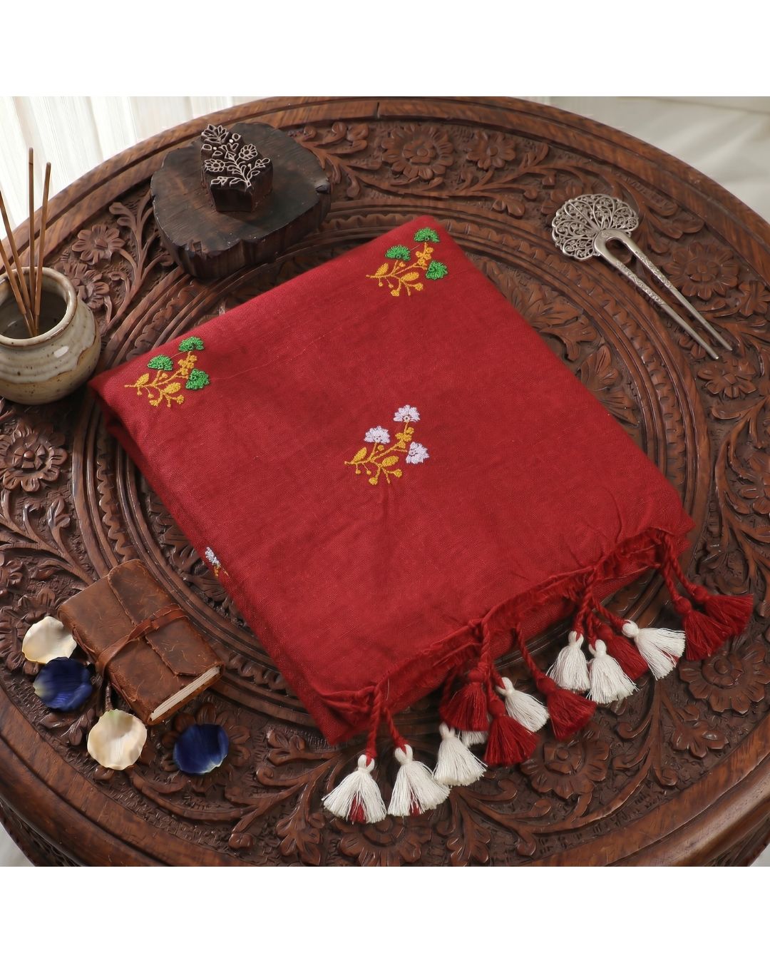 Khadi Boquete Embroidery - Red