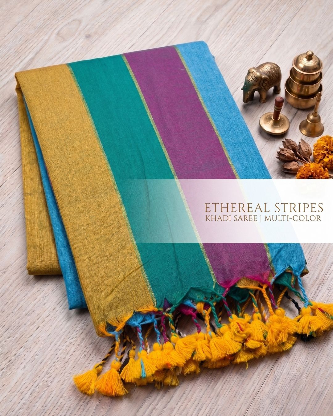 Khadi Jari Stripes - Multi Colour