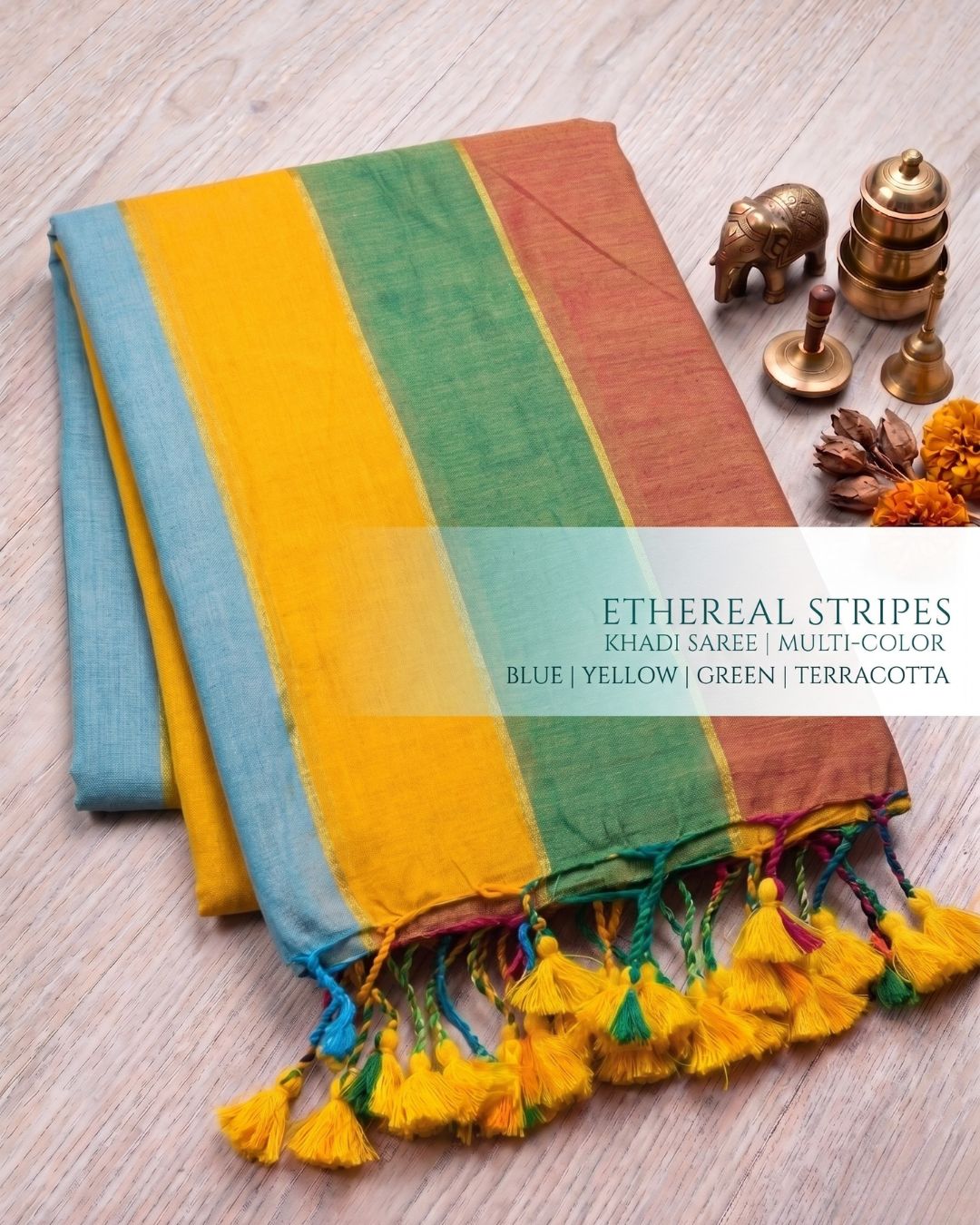 Khadi Jari Stripes - Multi Colour