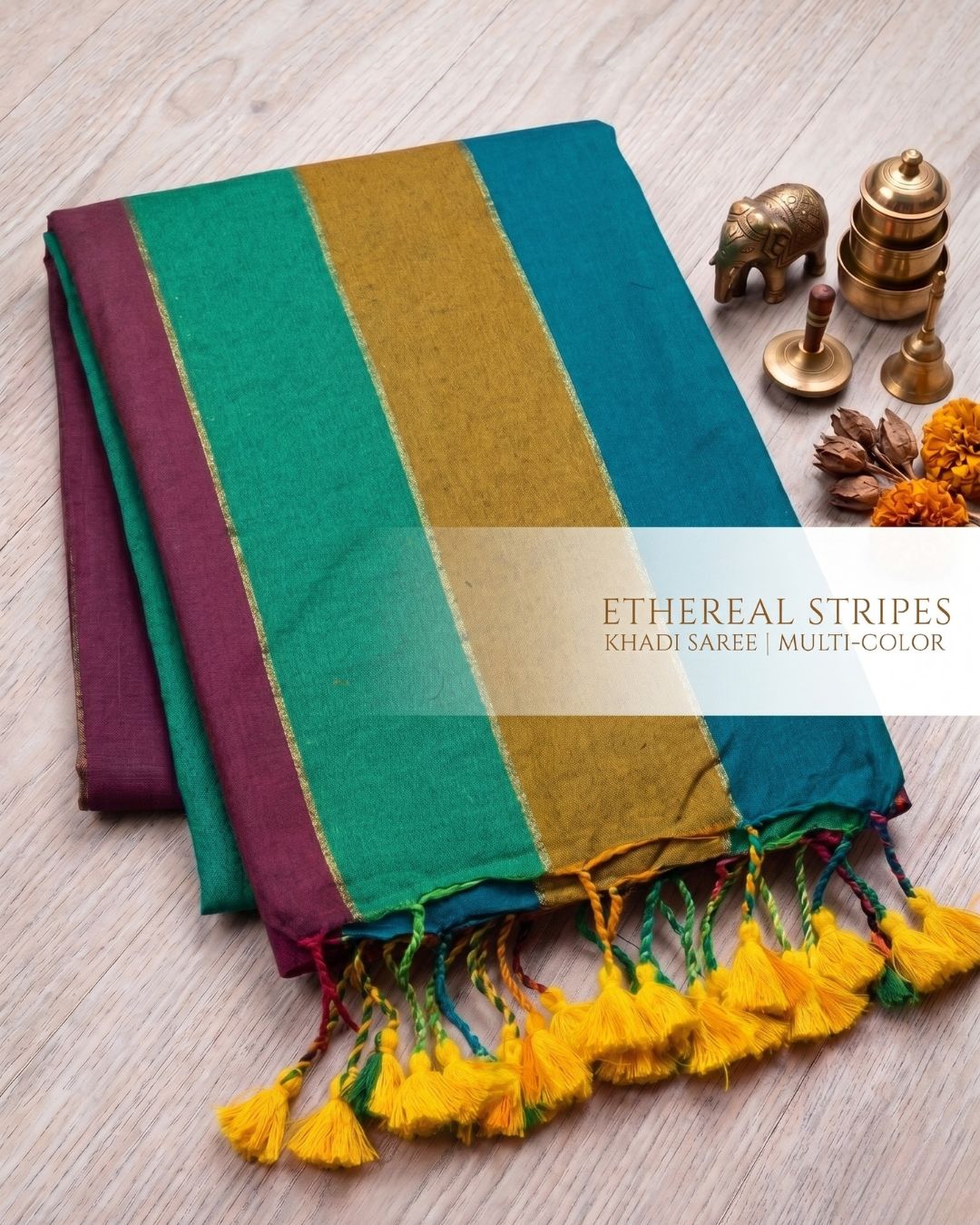 Khadi Jari Stripes - Multi Colour