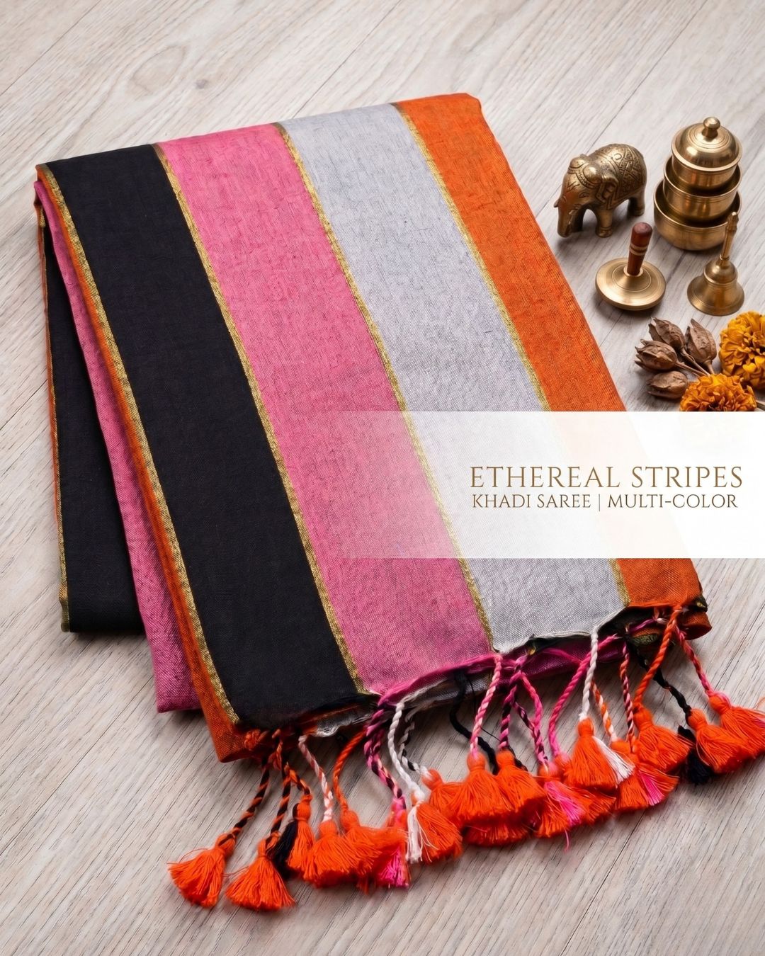Khadi Jari Stripes - Multi Colour