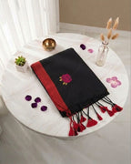 Khadi Rose Embroidery - Black