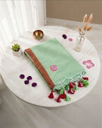 Khadi Rose Embroidery - Pista Green