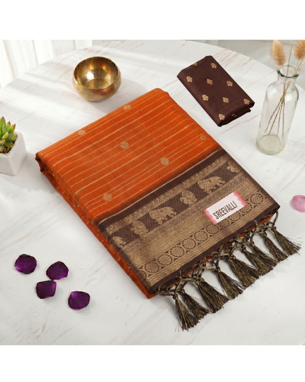 Dola Silk Saree - Rustic Orange