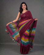 Khadi plain rainbow - Maroon