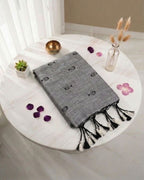 Khadi fish embroidery - Grey ( w) black