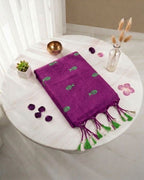 Khadi fish embroidery - Purple (w) green