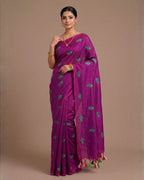 Khadi fish embroidery - Purple (w) green