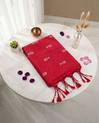 Khadi fish embroidery - Red (w) white