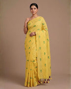 Khadi fish embroidery - Yellow (w) green