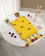 Khadi fish embroidery - Yellow (w) red