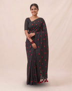 Khadi heart embroidery - Black