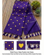 Khadi heart emroidery - Dark purple