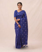 Khadi heart embroidery - Ink Blue