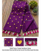 Khadi heart embroidery - Maroon