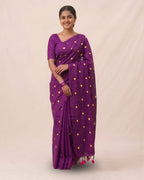 Khadi heart embroidery - Maroon