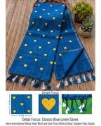 Khadi heart embroidery - Navy blue