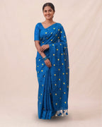 Khadi heart embroidery - Navy blue
