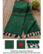Khadi heart embroidery - Bottle Green