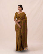 Khadi heart embroidery - Mustard yellow