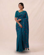 Khadi heart embroidery - Peacock Green