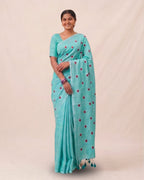 Khadi heart embroidery - Seafoam Green