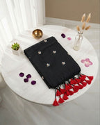 Khadi jasmine embroidery - Black