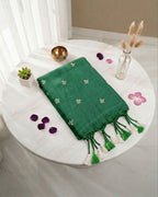 Khadi jasmine embroidery - Green