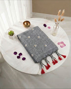 Khadi jasmine embroidery - Grey