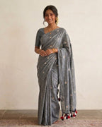 Khadi jasmine embroidery - Grey