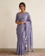 Khadi jasmine embroidery - Lavendar