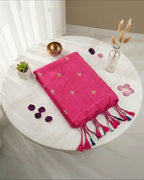 Khadi jasmine embroidery - Pink