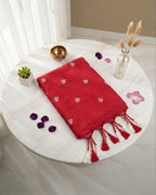 Khadi jasmine embroidery - Red