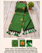Khadi leaf embroidery -  Leaf Green