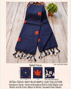 Khadi leaf embroidery -  Navy Blue