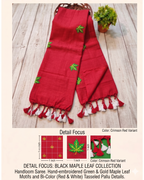 Khadi leaf embroidery -  Red