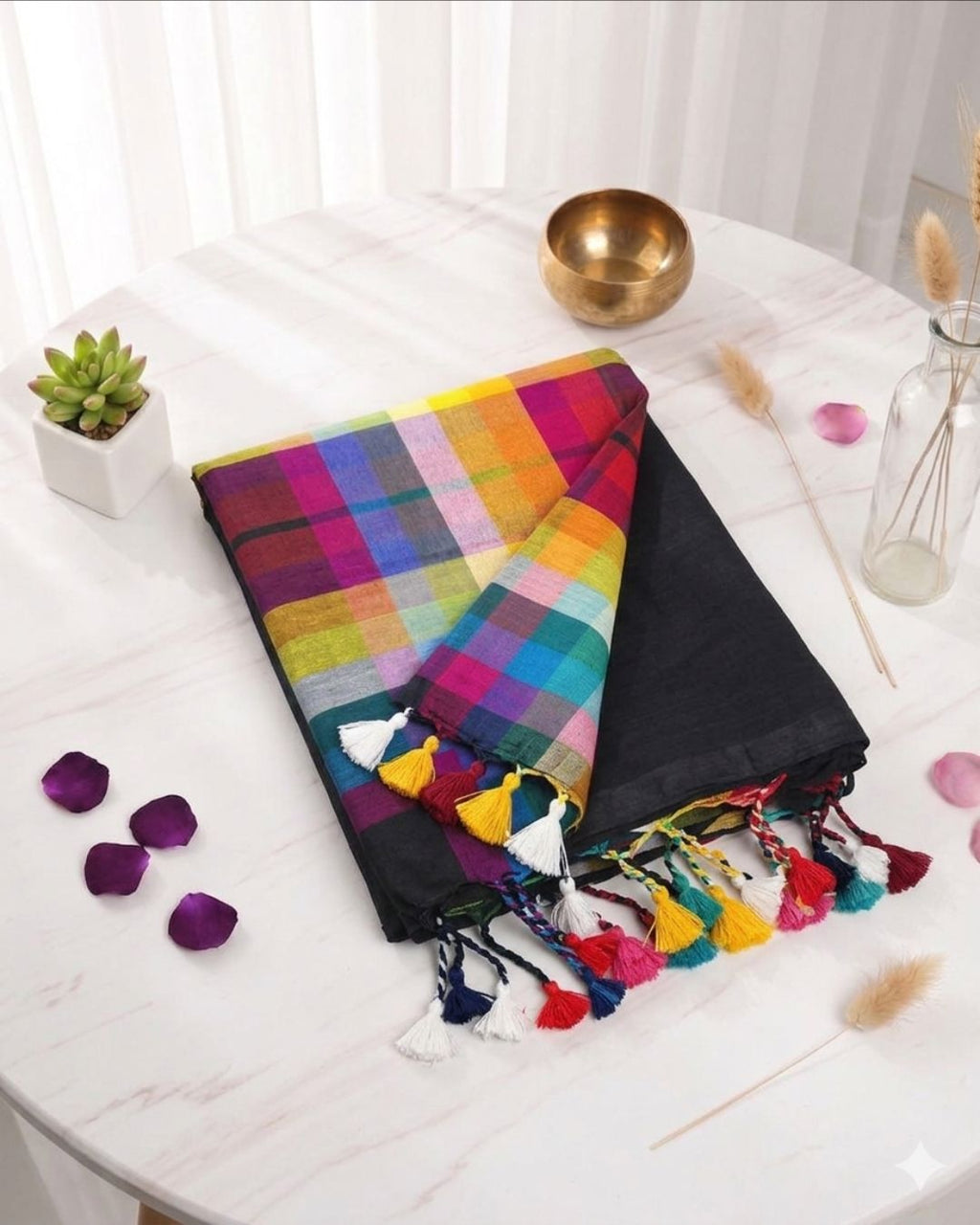Khadi plain rainbow - Black