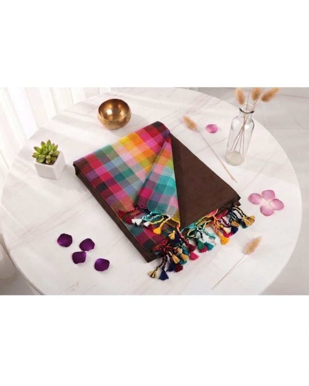 Khadi plain rainbow - Chocolate brown