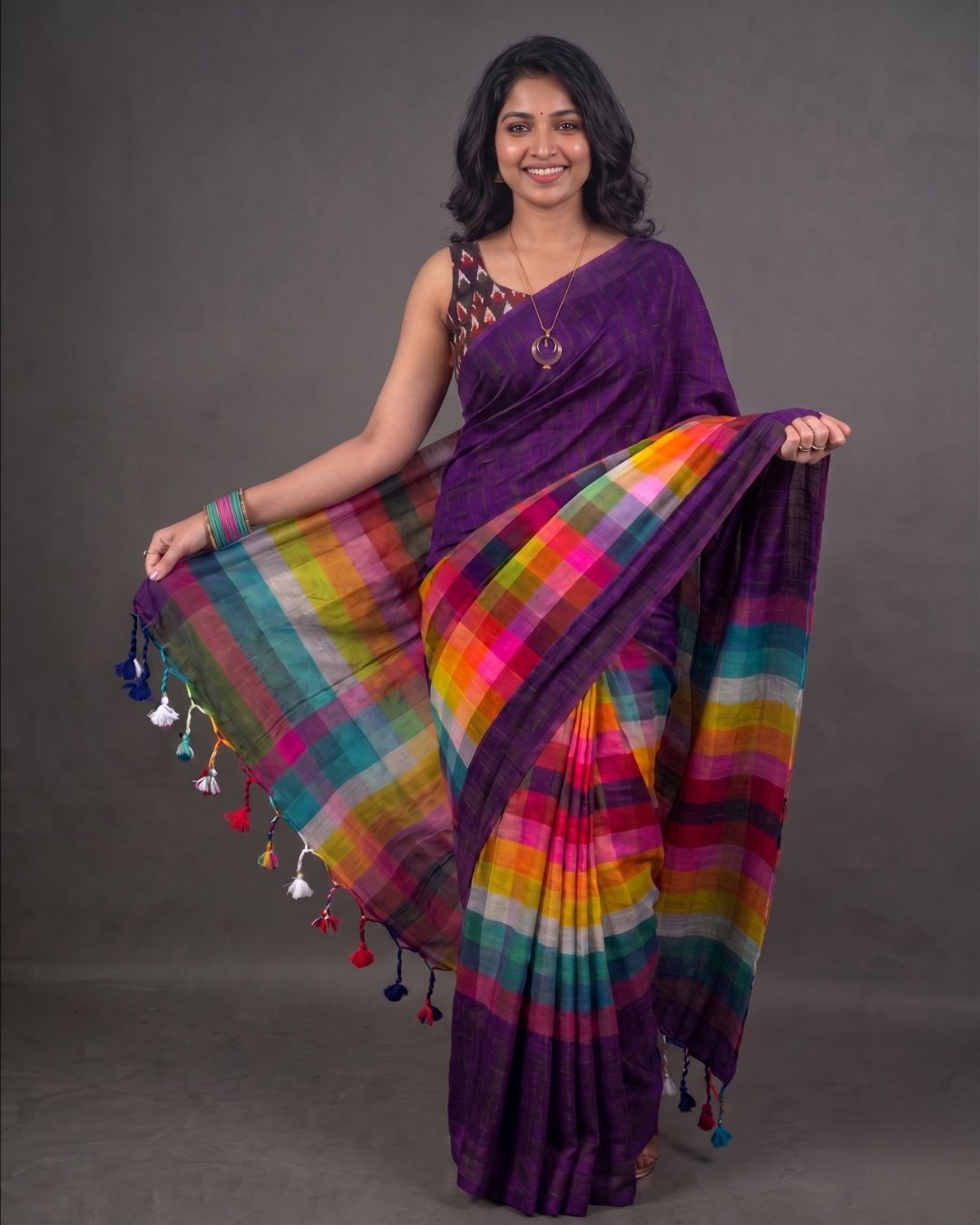 Khadi plain rainbow - Purple