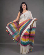 Mul mul plain rainbow - White