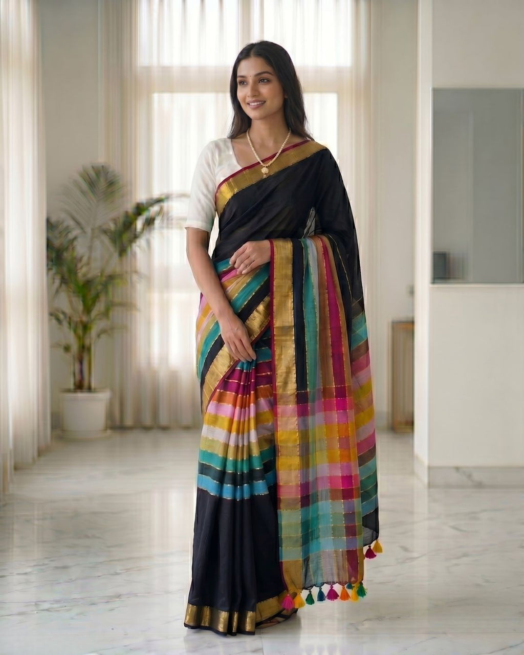 Mul Mul rainbow jari stripes - Black