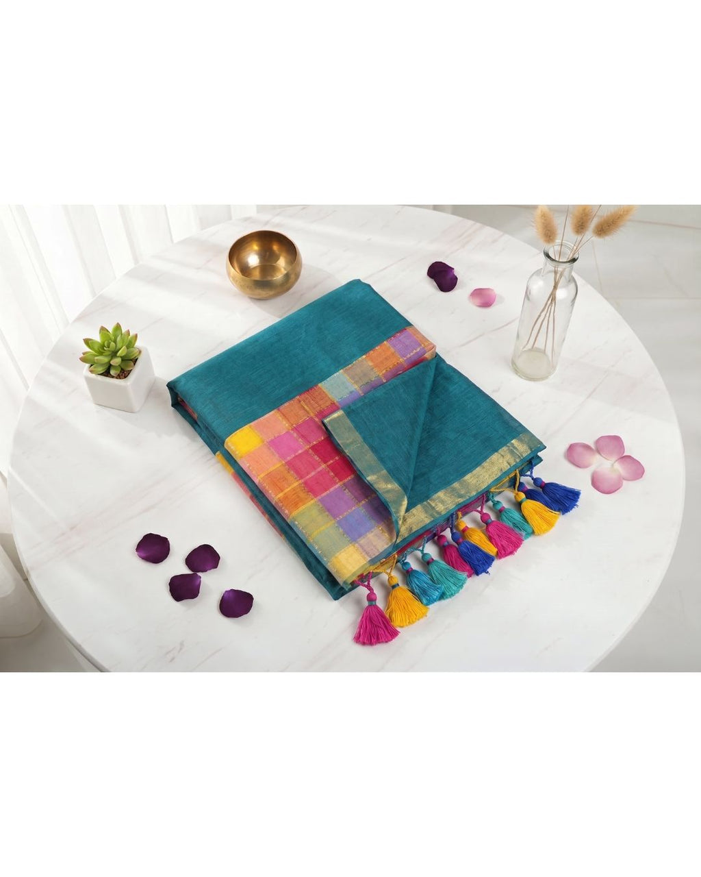 Mul Mul rainbow jari stripes - Bottle Green