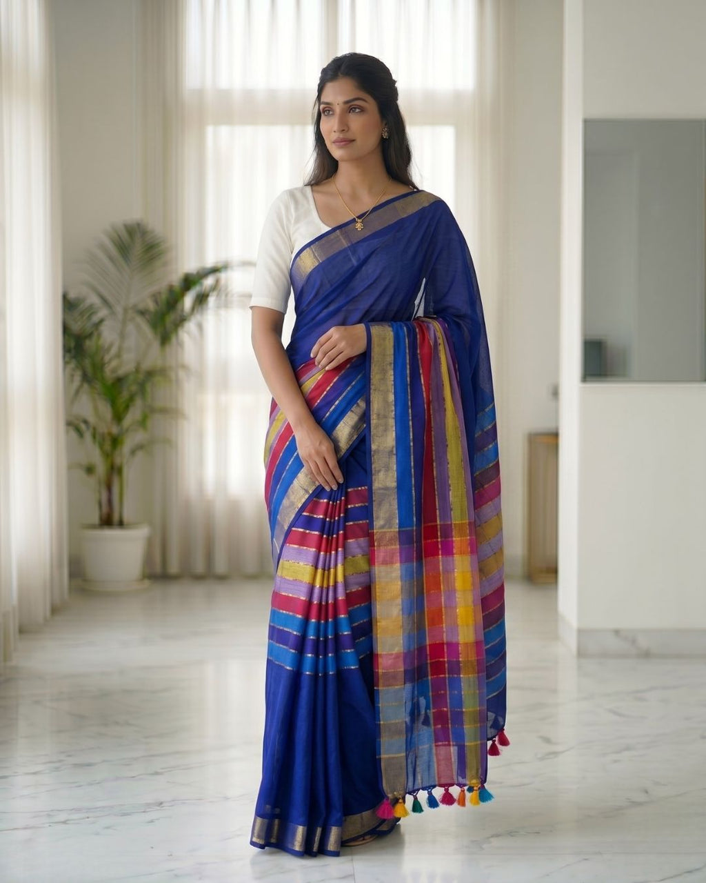 Mul Mul rainbow jari stripes - Ink blue